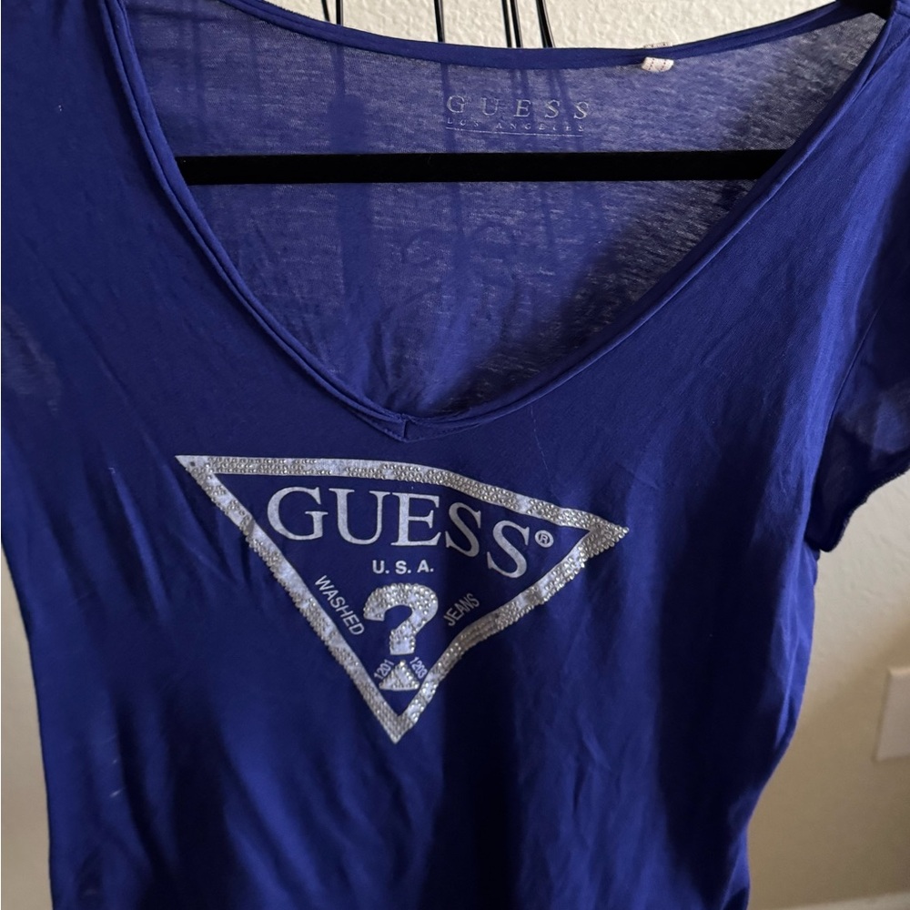 Guess Navy V-Neck Shirt